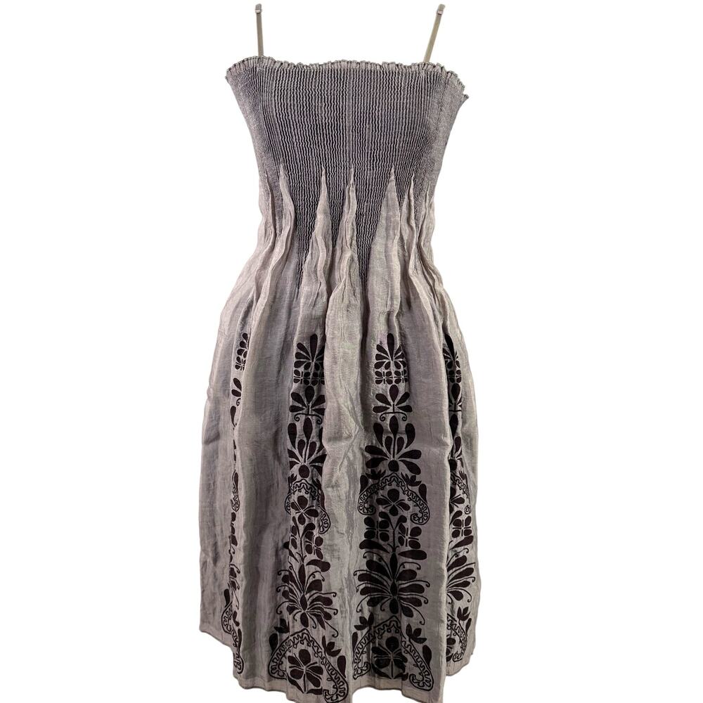 Max Edition Grey & Black Smocked Dress Size One Size